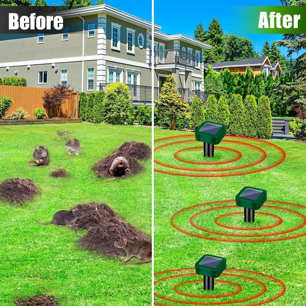 Мощный солнечный ультразвуковой отпугиватель животных для улицы - Отпугиватель мышей и змей для ферм и ранчо