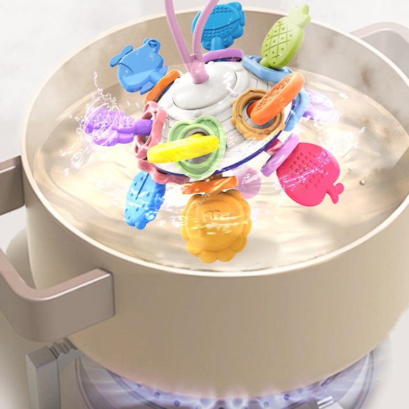 Монтессори детские игрушки 0 12 месяцев вращающаяся погремушка силиконовые игрушки для прорезывания зубов хватание мяча развивающая сенсорная игрушка для малышей