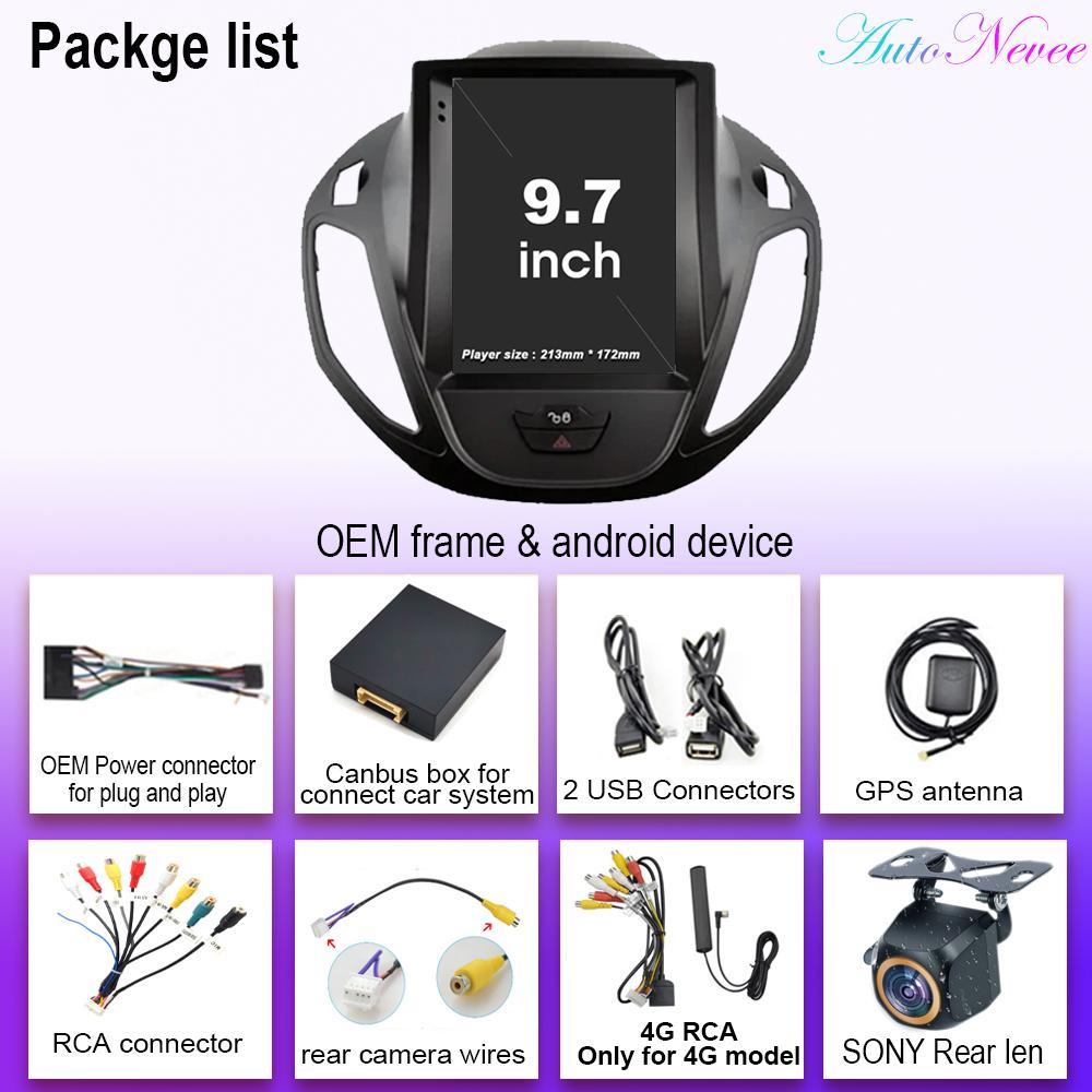 Автомобильное радио для Ford Tourneo Transit 2012-2025 стерео мультимедиа 9,7-дюймовый вертикальный экран навигация Android Auto без 2DIN