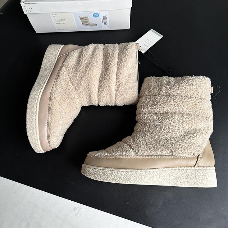 Модные утолщенные плюшевые меховые теплые домашние зимние сапоги хлопковые женские тапочки домашние сапоги простые однотонные зимние пушистые туфли на платформе