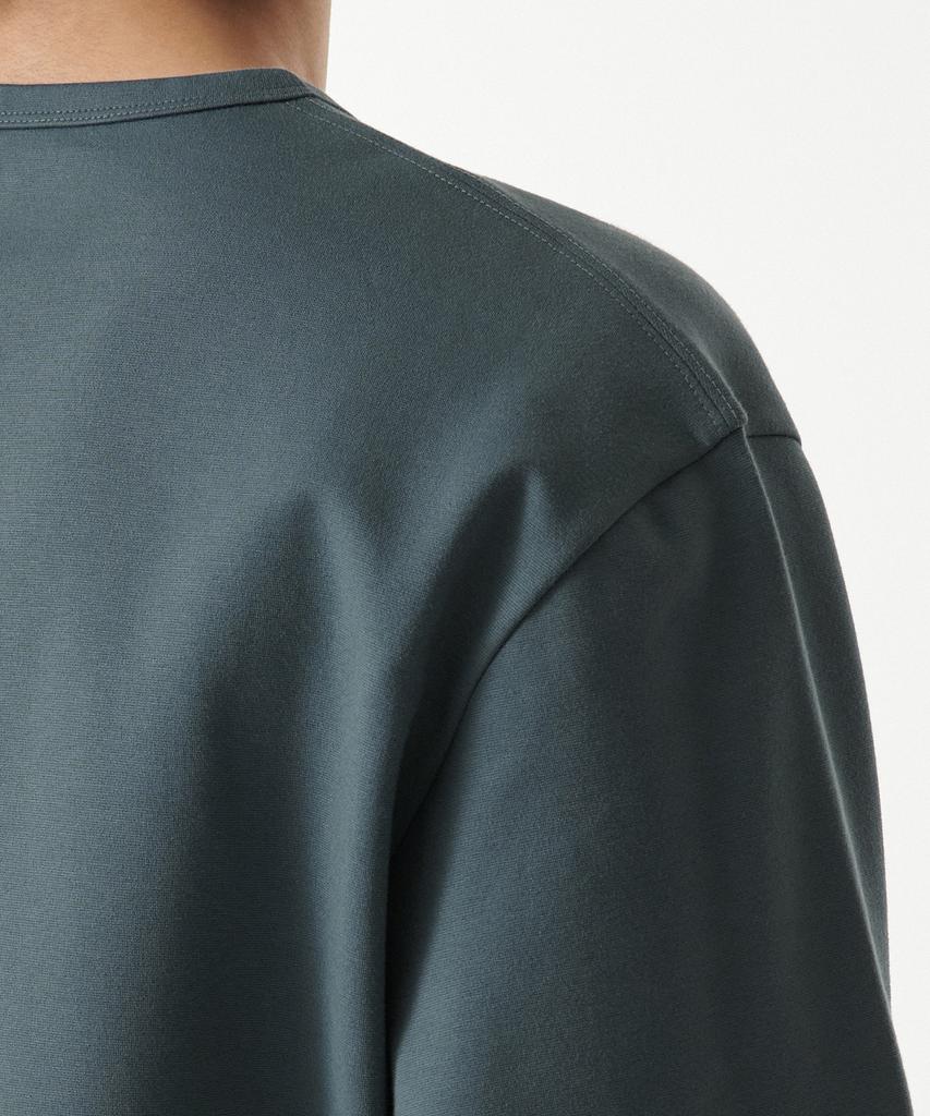 MUSINSA STANDARD Heavy Ponte Relaxed Crew Neck Long Sleeve T-Shirt [Peacock Blue]