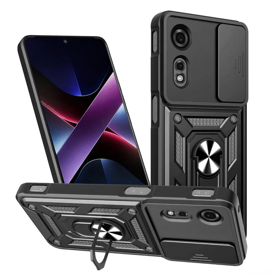 Magnetic Metal Ring Holder Cover for ZTE Blade A75 A55 A35 Nubia Focus Neo 3 Neo2 Slide Lens Camera Shockproof Armor Hard Case