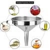 Stainless Steel Funnels Wide Mouth Oil Flask Funnel with Detachable Filter Orange Juice Metal Funnel Portable Bar Kitchen Tools
