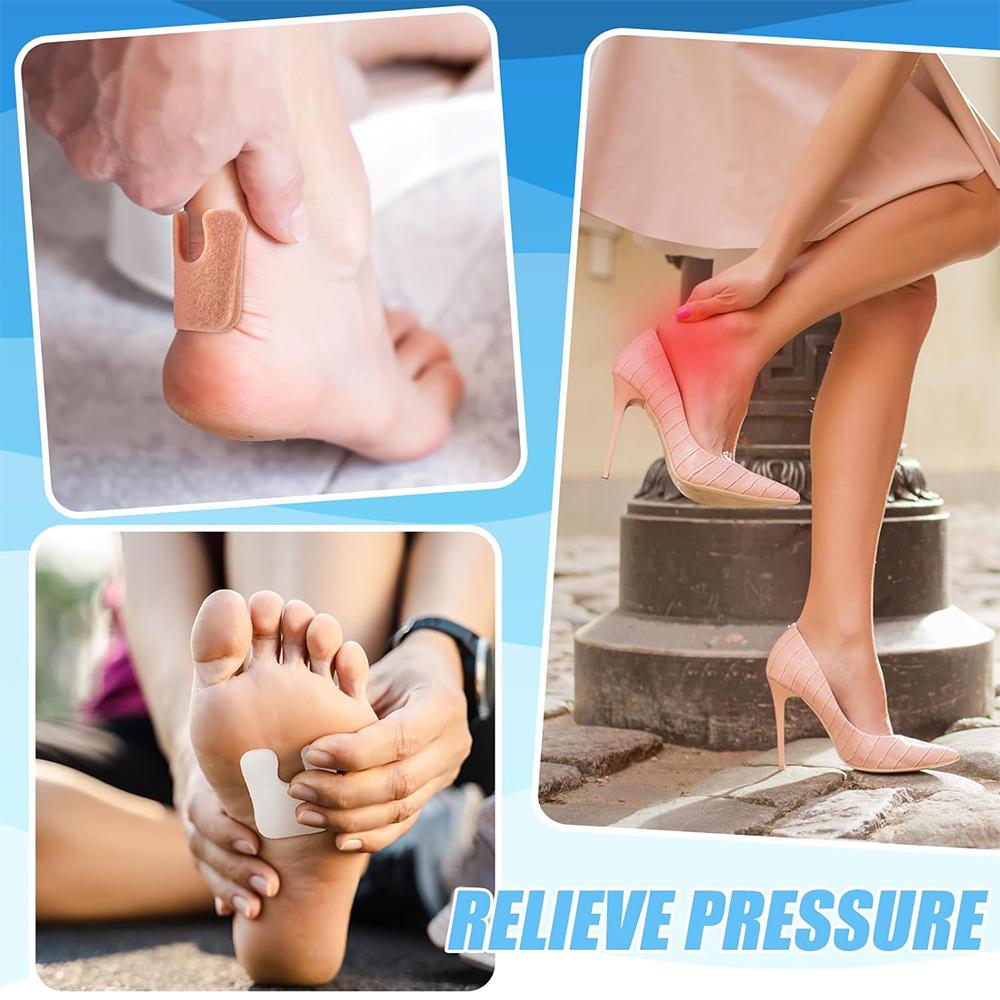 24Pcs U-Shaped Felt Callus Pads Self-Stick Adhesive Soft Pad Foot Cushions Set