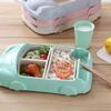 Creative Car Shaped Bamboo Fiber Baby Feeding Bowl Food Grade Cartoon Complementary Food Dish Divide Grids Bento Lunch Box Sets