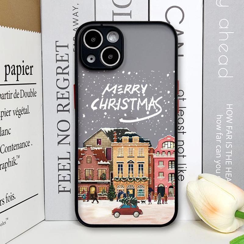 Чехол для телефона Christmas с изображением деревенского здания и зимнего пейзажа для Samsung Galaxy S25 Ultra S25+ S24 S23 Ultra S22 Plus S21 FE S20 Жесткий чехол