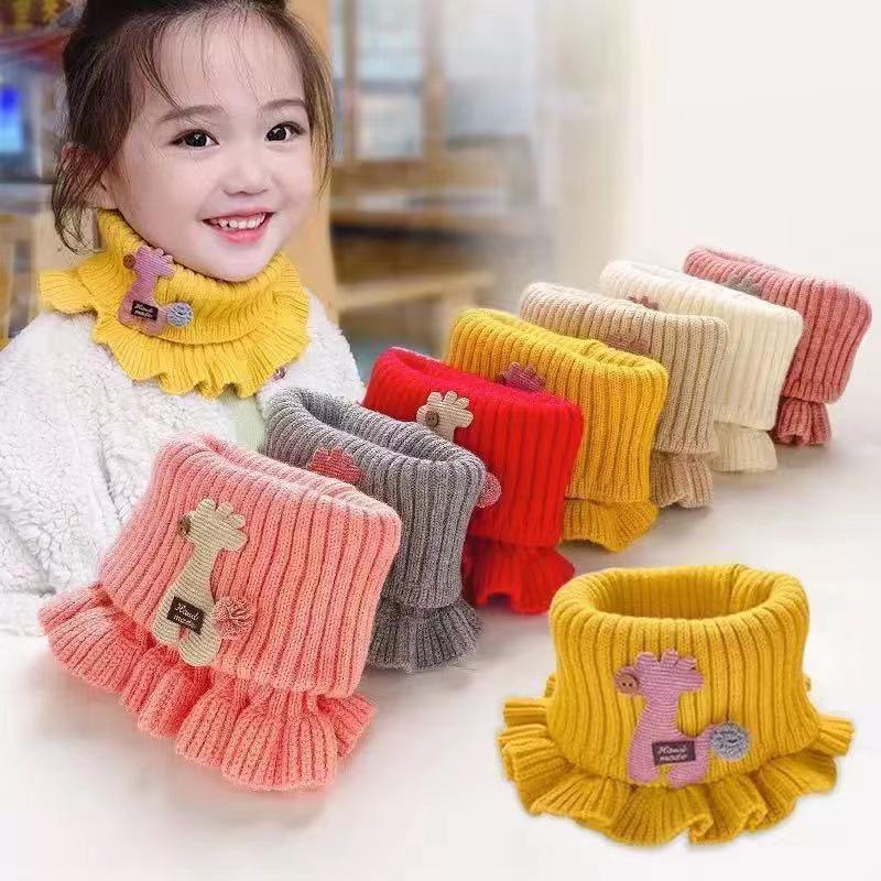 Children's Knit Scarf: Cute Deer Design, Warm, Windproof, Faux Wool Collar for Autumn and Winter