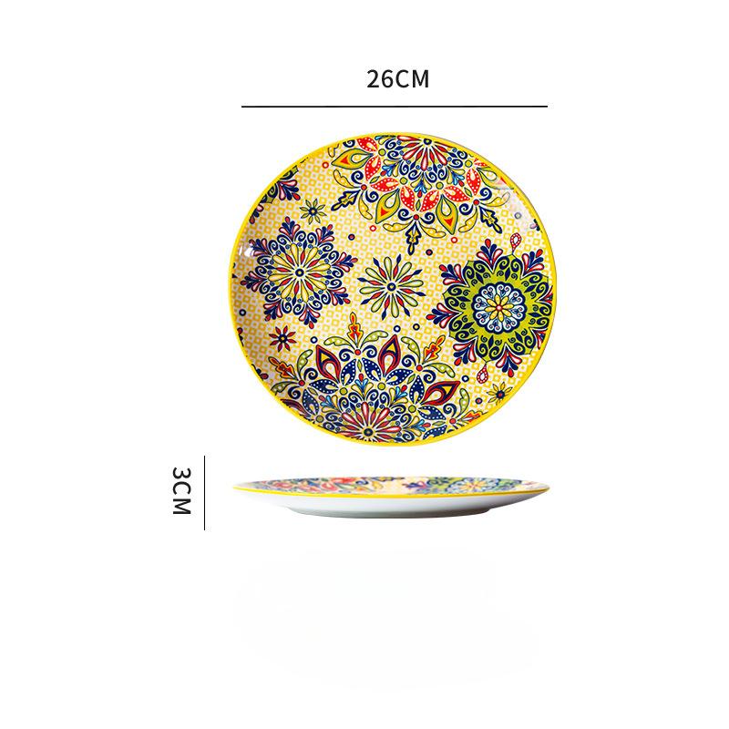 26 см Керамическая тарелка Большая тарелка Высококлассное ощущение Бытовая фарфоровая тарелка Западная тарелка Тарелка для стейка Мелкая тарелка Плоская тарелка