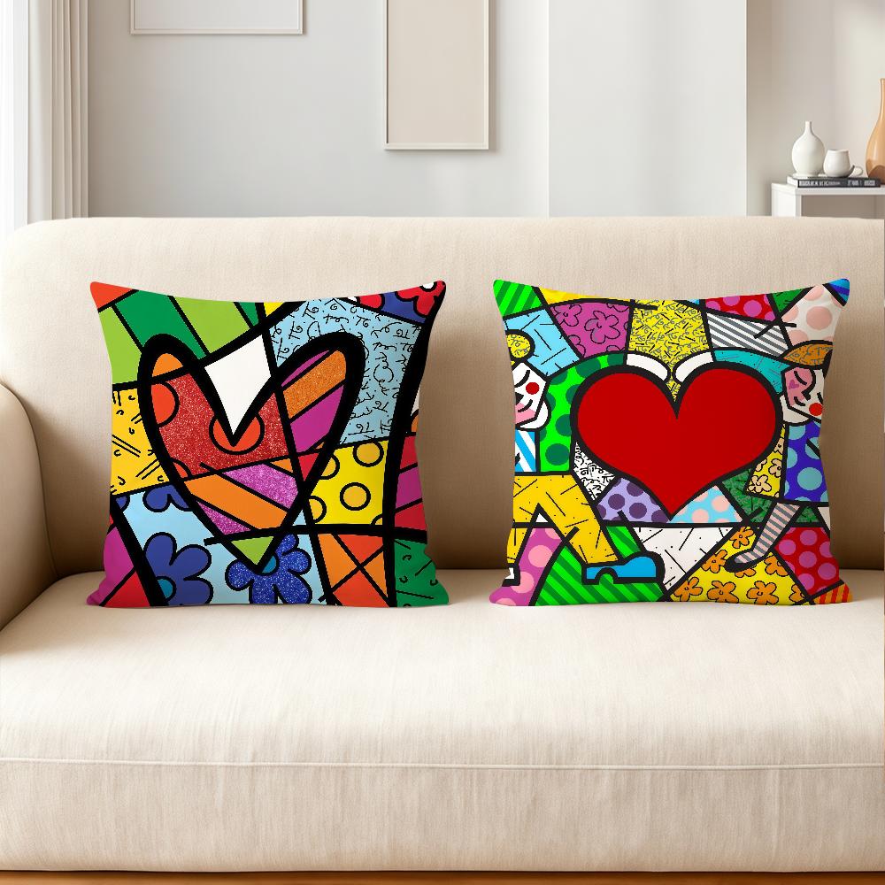 R-romero B-Britto Art Pillow Case Applicable Space For Guest Rooms Interiors Cars Office House Decoration