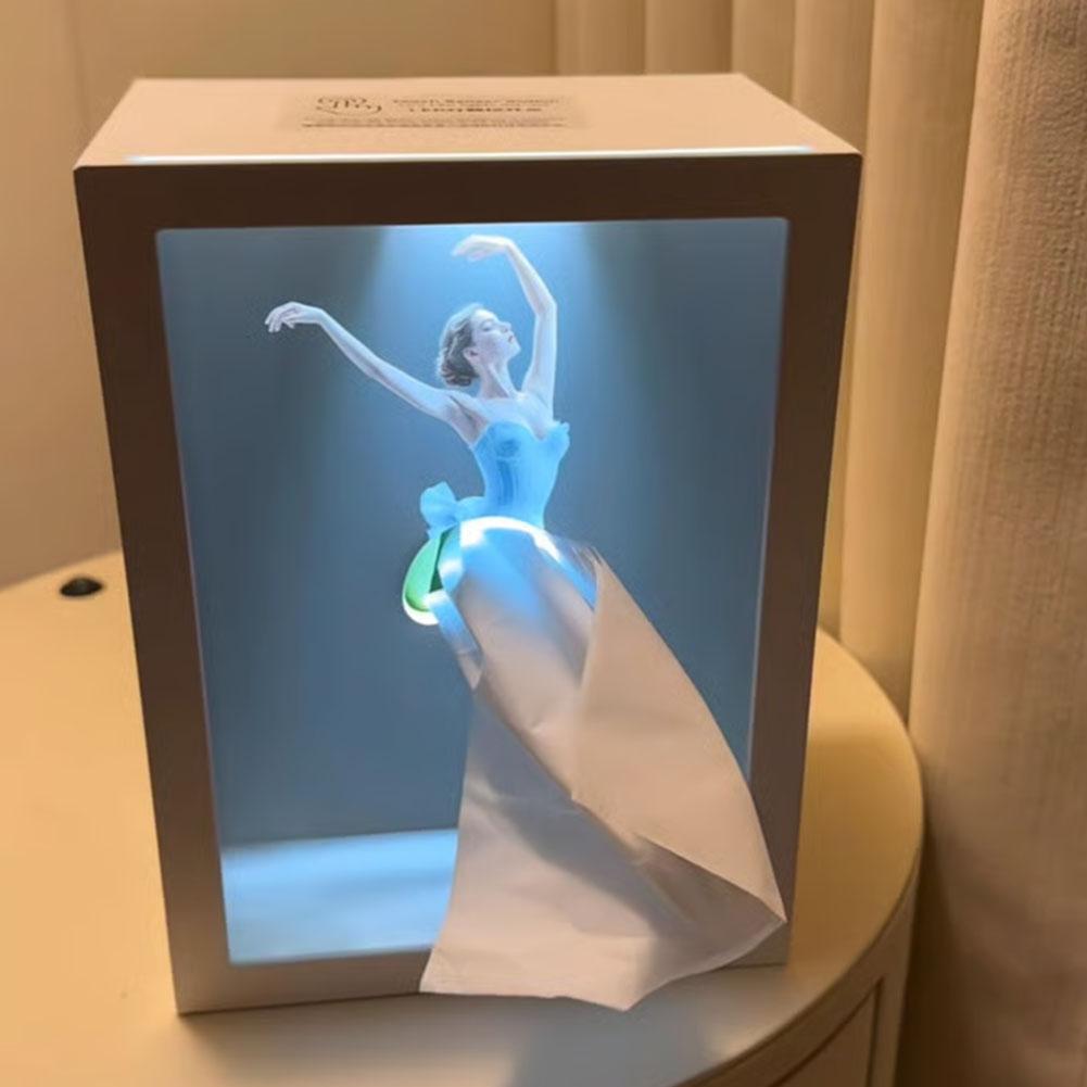 Ballet Girl's Long Skirt Tissue Box With Light Creative Tissue Box Cover Funny Tissue Cover Case Paper Dispenser For Home Office