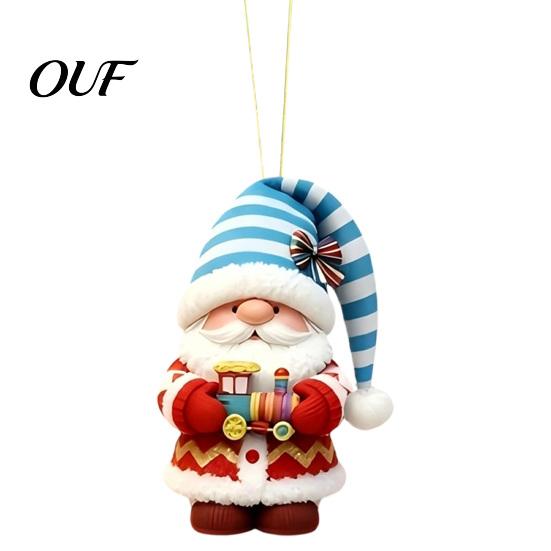 Rustic Holiday Elf Ornaments Colorful Santa Gnome Christmas Ornaments, 2D Flat Acrylic Hanging Indoor Wall Pendant for Xmas Tree, Mantel, Wreath, Home