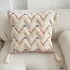 45x45cm Boho Tufted Throw Pillow Cover with Handwoven Stripes Tribal Bohemian Cotton Hand Woven Tufted Square Cushion Covers