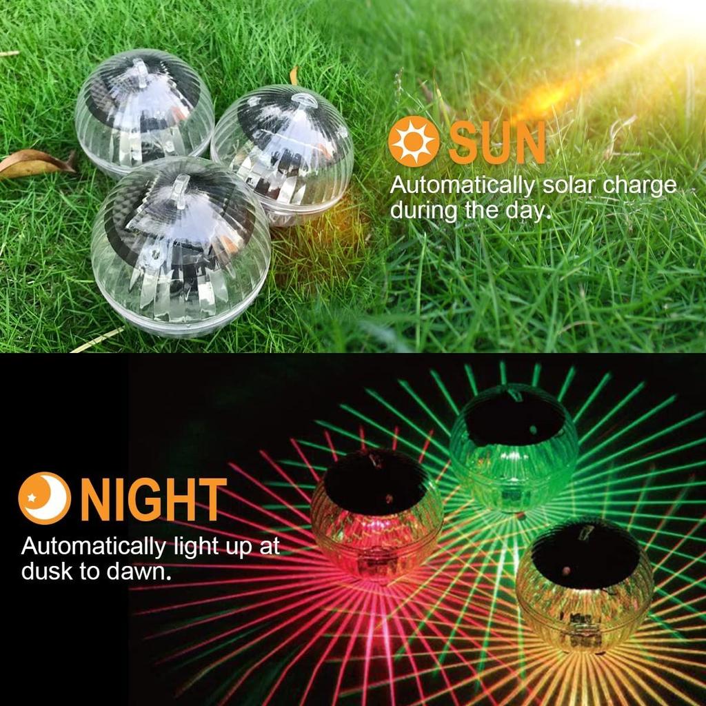 1pc Led Solar Floating Lamp Swimming Pool Ball Solar Panel Powered Pond Drift Waterproof Glow Show Disco Color Changing light