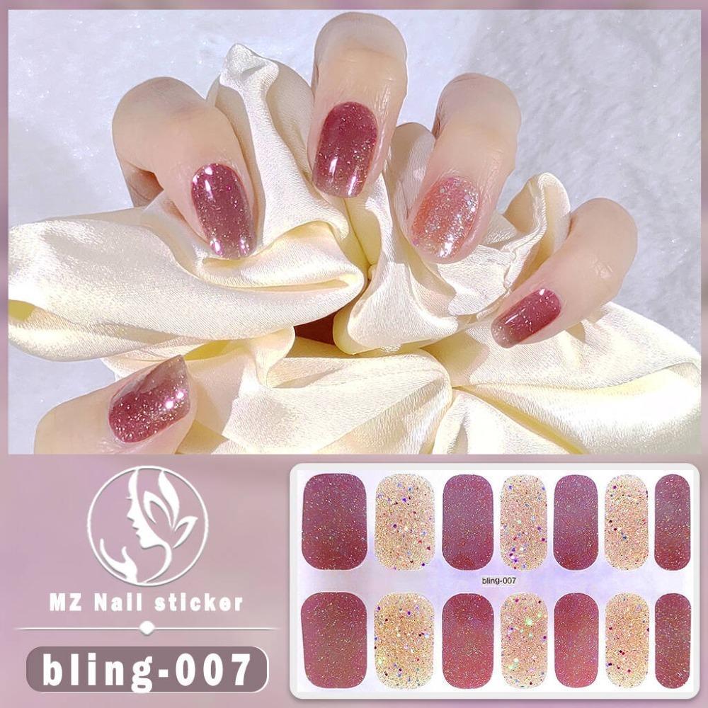 Waterproof Nail Art Sticker Glittering Gel Full Nail Wraps Fashion Gel Nail Stickers Set Nail
