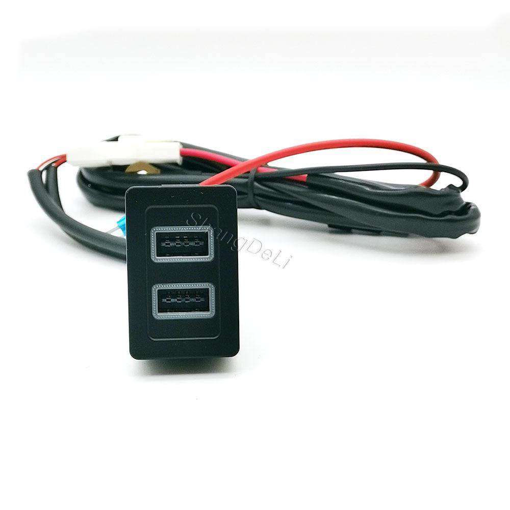 12V/24V Red Led Light Fit For Suzuki SX4 Swift Car Dual Interface Charger Adapter Socket QC3.0 USB Socket Adapter