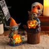 Хэллоуин Тыква Лампа Сад Смола Статуя Гном Держа Освещение Тыква Орнамент Хэллоуин Украшение Домашней Вечеринки