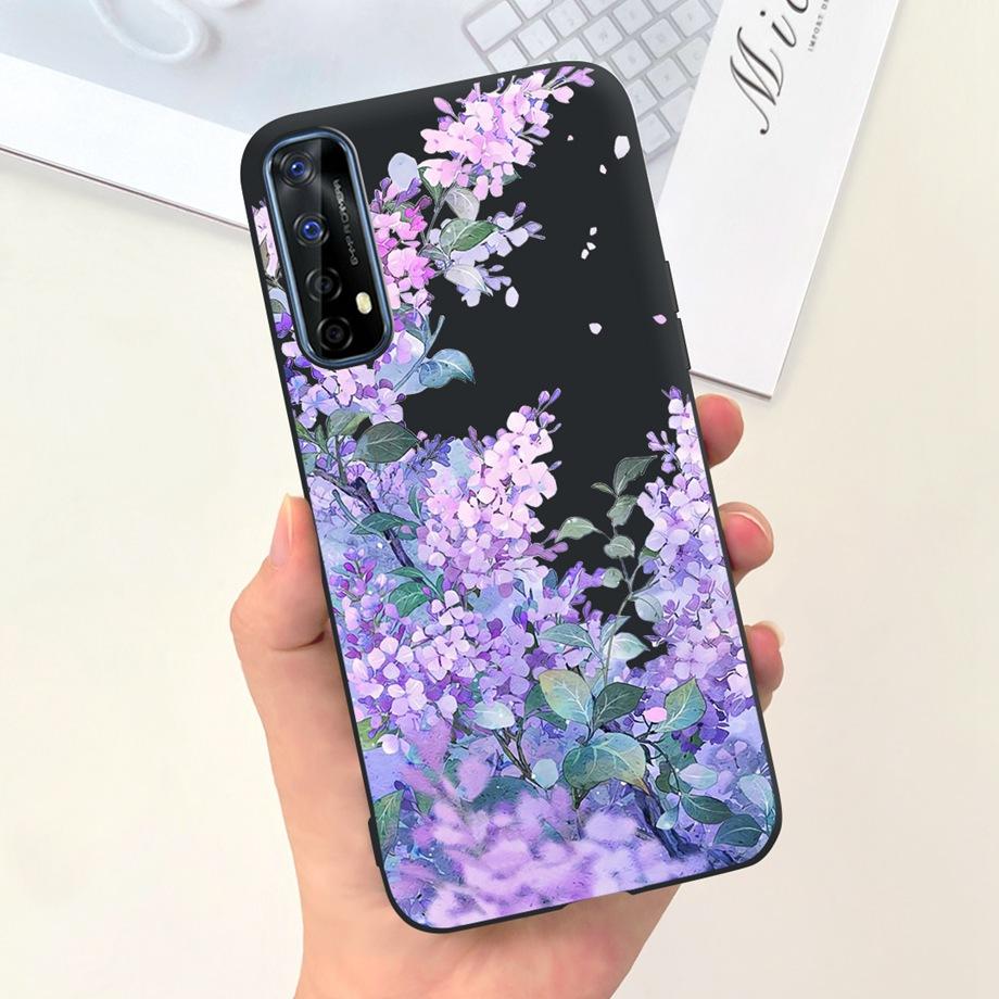 For Realme 7 4G Global Version Case Matte Liquid Silicone Bumper Shell For Realme7 RMX2155 Back Cover Lovely Cat Design Fundas