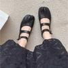 Fashion Designer Mary Jane Split Toe Flats Shoes Buckle Strap Women Comfort Bottom Ballerina Shoe Soft Leather Solid Outdoor Sandals