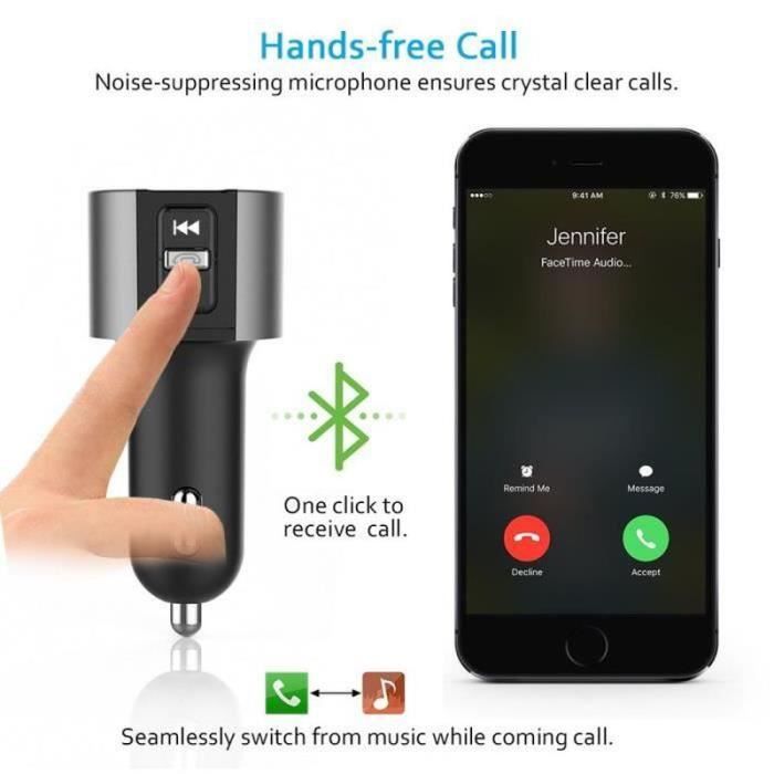 АВТОМОБИЛЬНЫЙ FM-ТРАНСМИТТЕР FM-трансмиттер Bluetooth Беспроводной комплект громкой связи для автомобиля Радиоадаптер Автомобильное зарядное устройство с