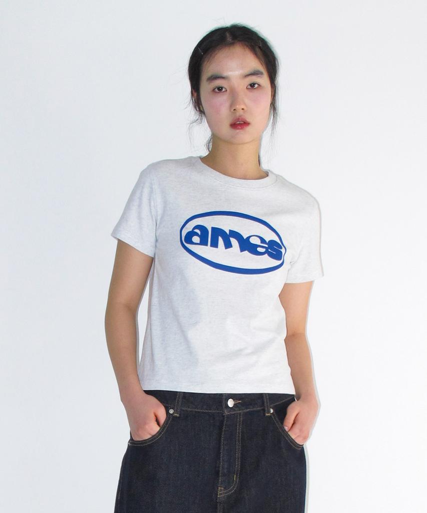AMES-WORLDWIDE Футболка с логотипом-символом Ames Circle Светло-серая