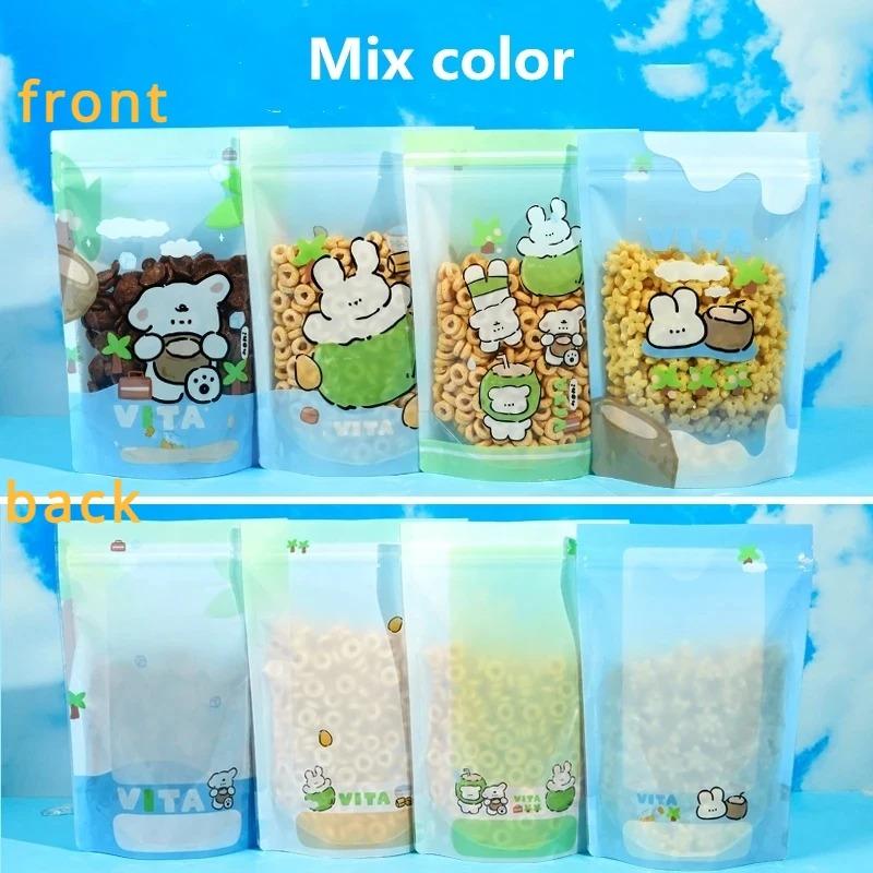50pcs Cute Cartoon Translucent Viewing Window Plastic Packaging Bag Thicken Biscuit Snack Candy Storage Self-proclaimed Gift Bags