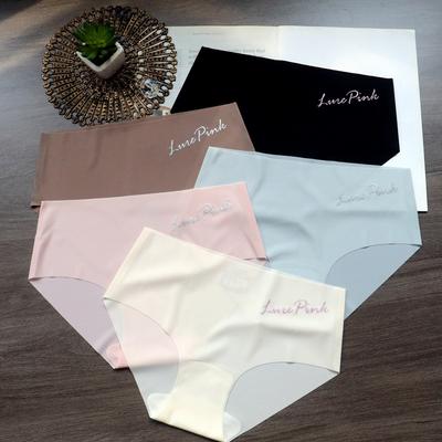 Женские простые бесшовные дышащие цельные антибактериальные трусы-брифы из ледяного шелка