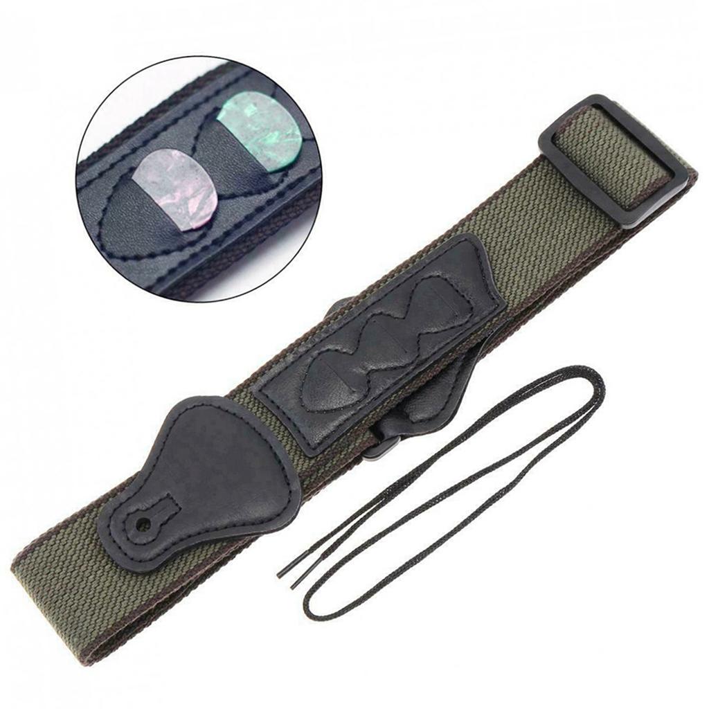 Хлопковый ремень для гитары, ремень из чистого хлопка для фолк-гитары и электрогитары, с ремешком-скроллом, 5 медиаторами и 2 резиновыми фиксаторами для ремня