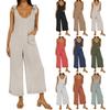 Женский модный летний повседневный однотонный свободный комбинезон без рукавов с широкими штанинами
