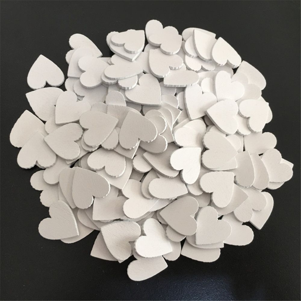 100pcs/set Chip DIY Crafts Art Collection Scrapbooking Heart Ornament Embellishment Natural Wood