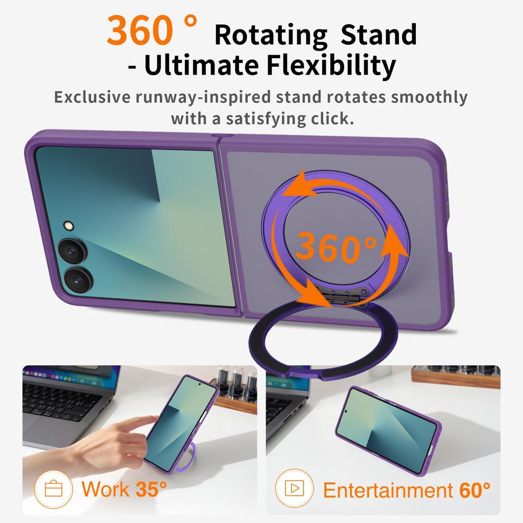 Matte 360° Spin Stand Cover for Samsung Galaxy Z Flip 7 Magnetic Mobile Phone Case with Ring Kickstand Cases Ring Holder New