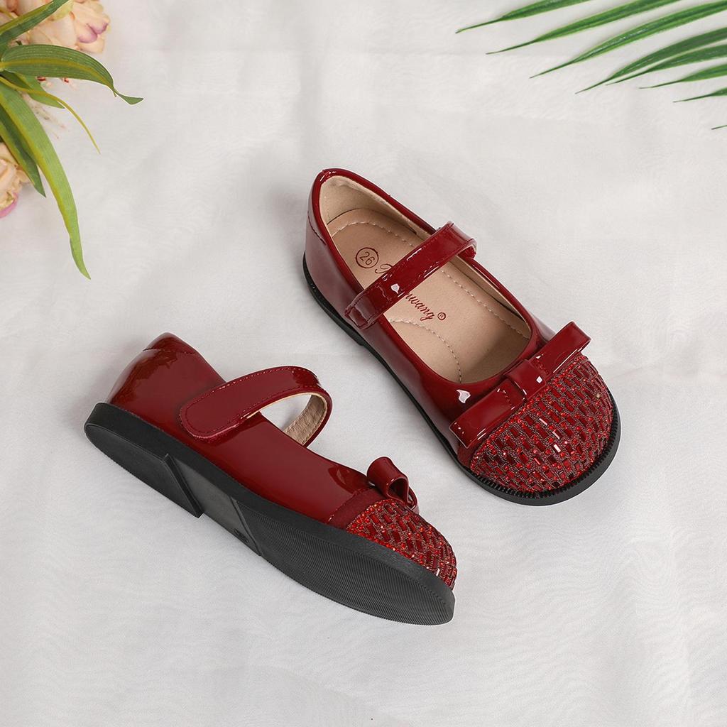 Весенние туфли для девочек Эльза Кристальная принцесса - Мягкая подошва Бант Кожа