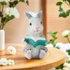 Милая статуэтка кролика, читающего книгу, поделка из смолы, фигурка кролика, игрушка, уникальная статуэтка животного для сада, декор для сада и двора