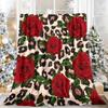 Leopard Roses Glam Winter Summer Flannel Blanket Throw Fleece Soft Fuzzy Plush Cozy Fleece Blankets for Sofa Ideal Gifts