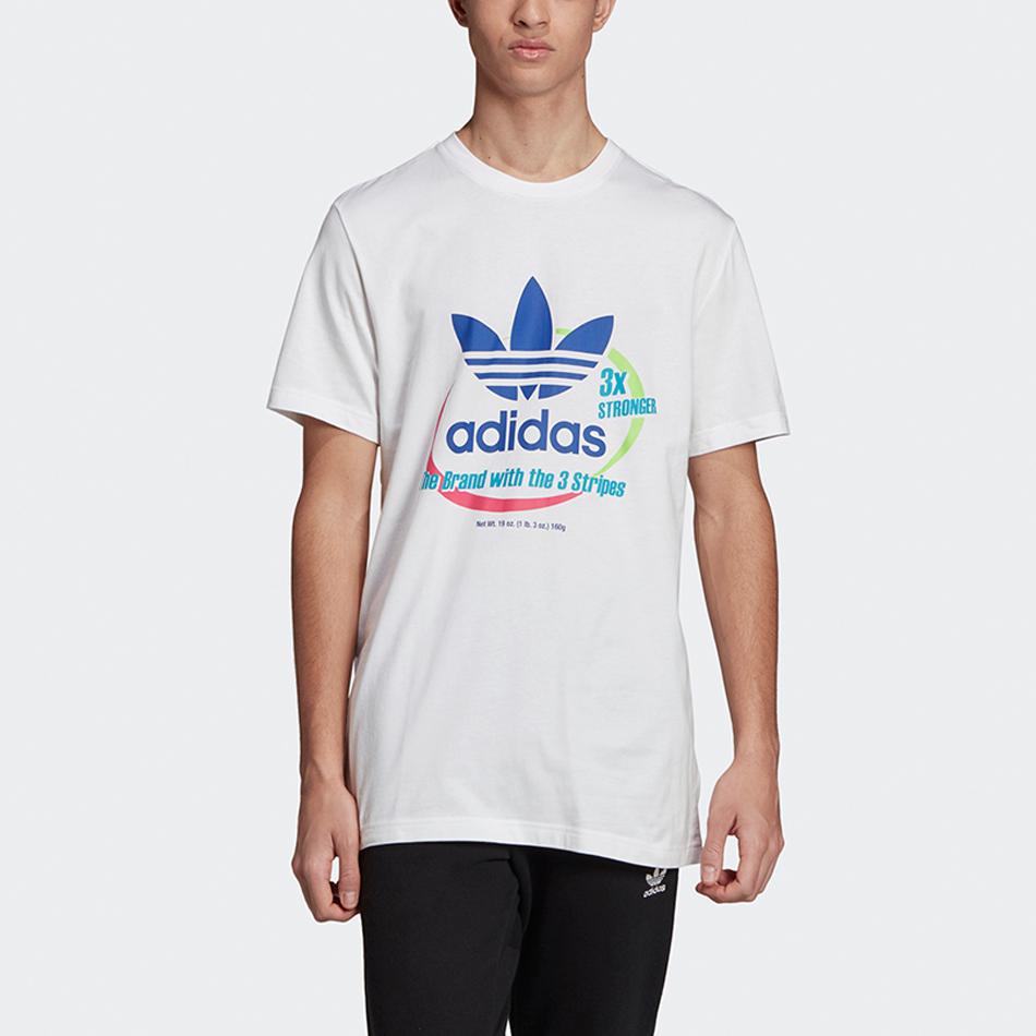 Adidas Футболка с логотипом Originals Trefoil Sport Print, мужские топы, белые FK9974