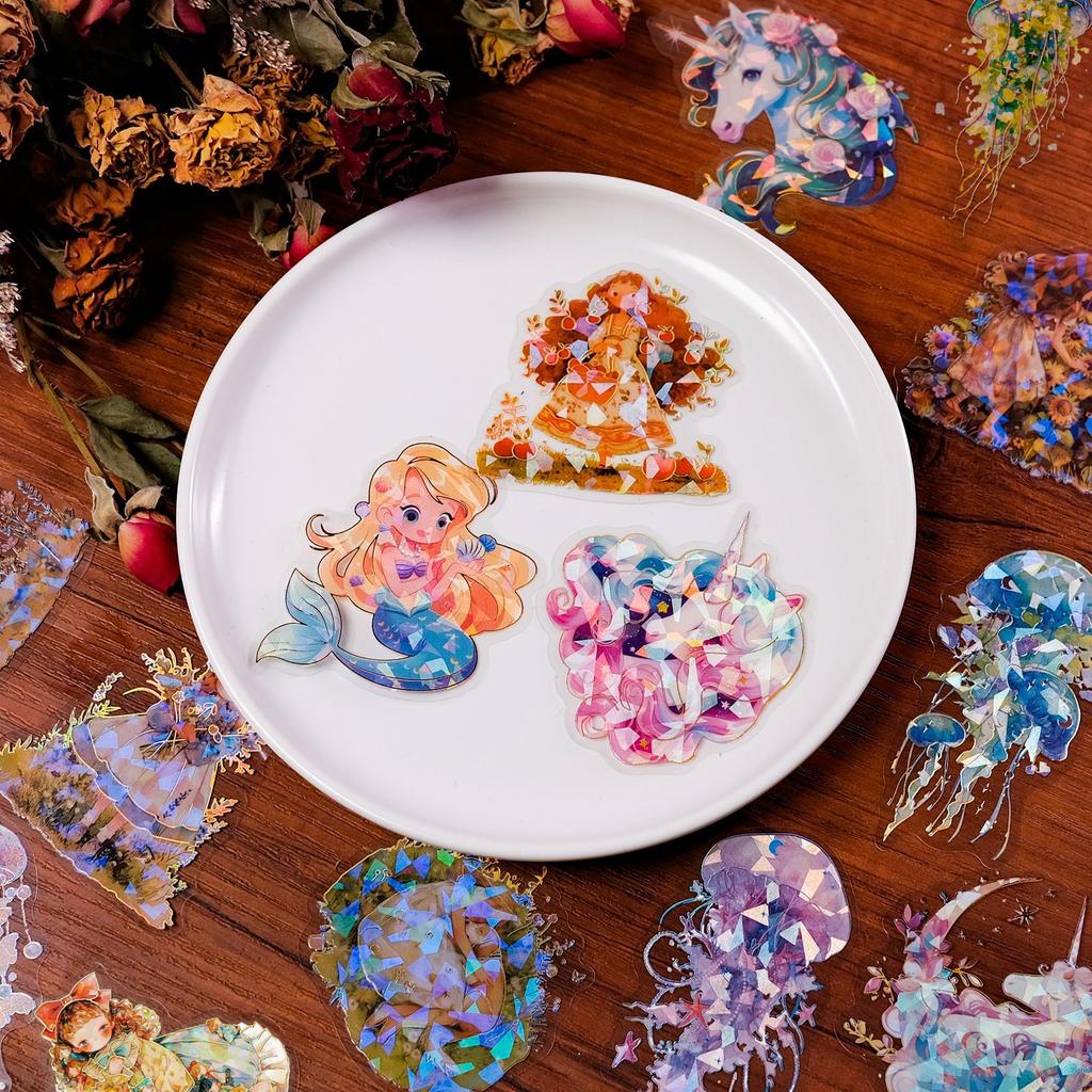 30-120 листов высококачественной серии Fairy Tale, прозрачной бронзирующей лазерной водонепроницаемой наклейки, декоративной наклейки для домашних животных