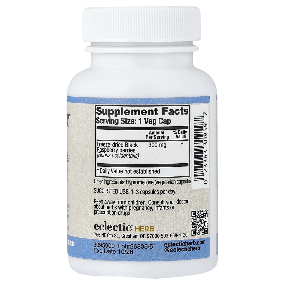Eclectic Institute Fresh Freeze-Dried Black Raspberry 300mg Veggie Capsules 90 Counts