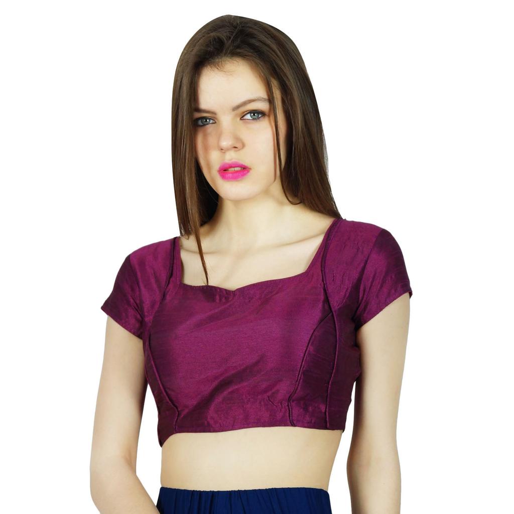 Phagun Дизайнерская праздничная одежда Готовая блузка Dupion Crop - Топ Choli