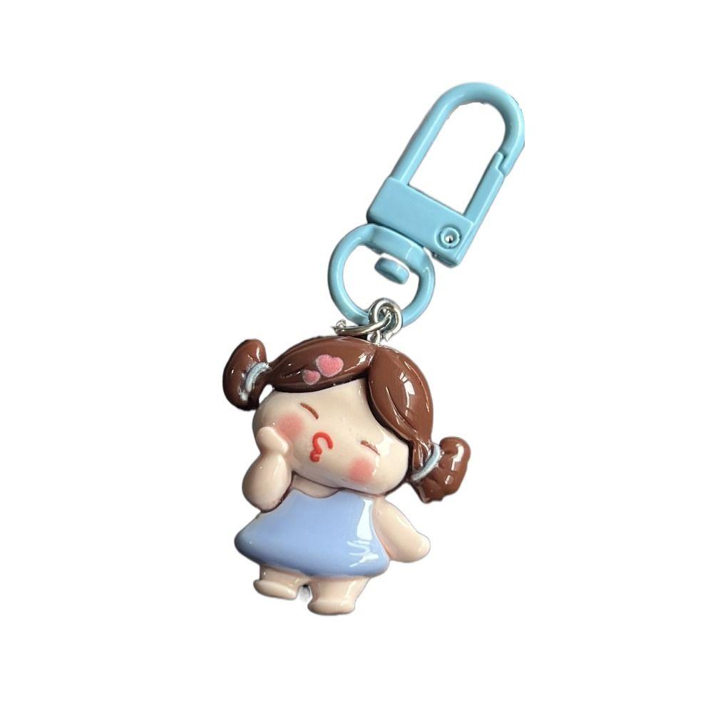 Креативный мультяшный брелок из смолы с изображением пухлой девочки, маленький металлический брелок для наушников