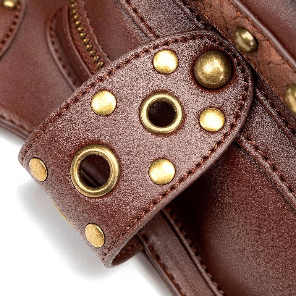 Johnature Поясная сумка в стиле стимпанк, женские сумки на плечо с цепочкой в ​​стиле локомотива, многофункциональная сумка-мессенджер для мотоциклистов и байкеров