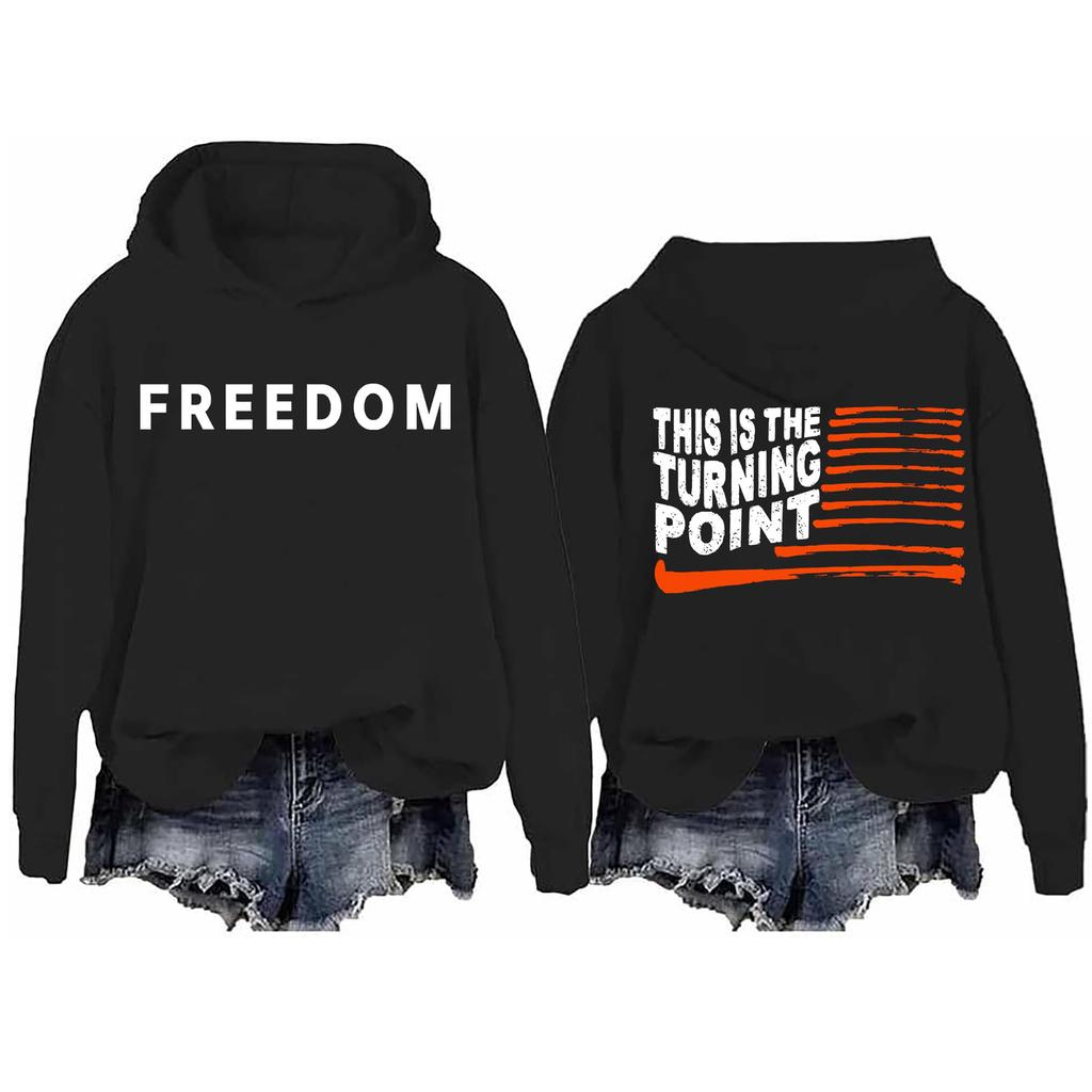 Ladies Fashion Casual Long Sleeve Printed Round Neck Hoodie Pullover Top