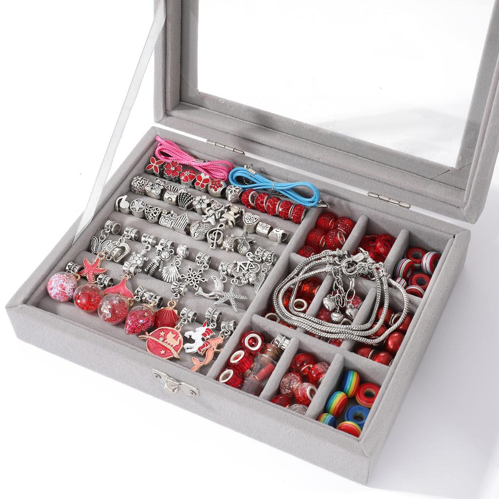 Набор подарочных коробок с кристальными браслетами для детей | Набор для рукоделия «Сделай сам» в ретро-вельветовой коробке