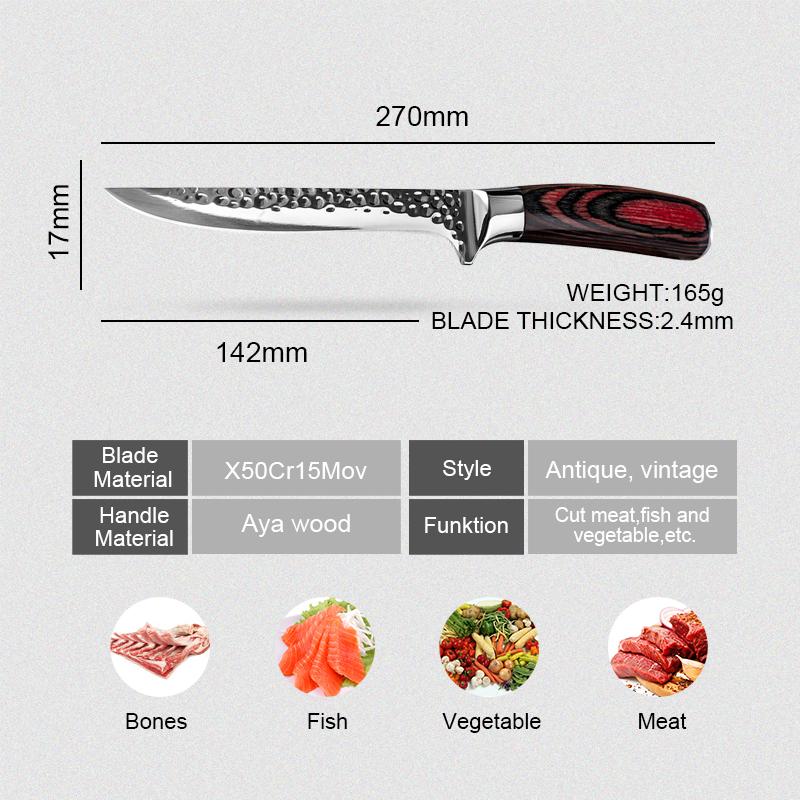 Нож для обвалки Кухонный нож Нож для сашими Нож для суши Тесак для мяса Нож для мясника Кухонный инструмент