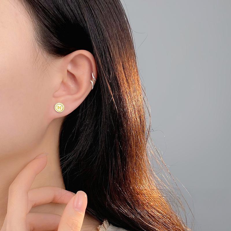 Романтичные круглые серьги-бантики в виде роз для женщин с легкими роскошными серьгами высокого класса