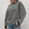 Striped Long Sleeve Round Neck Oversized Sweatshirt Y2K Style Sweatshirt