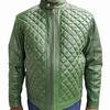 Мужская натуральная кожа ягненка ЗЕЛЕНАЯ кожа, байкерская куртка, мужская стильная куртка с ромбовидной строчкой, мотоциклетная кожаная куртка, стеганая кожаная куртка PUFFER