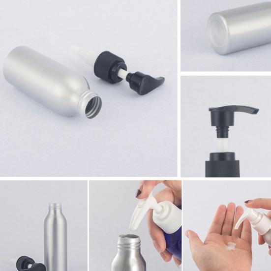 Контейнер с винтовым насосом для хранения лосьона для хранения алюминиевых бутылок на 40–250 мл, жидкое дезинфицирующее средство