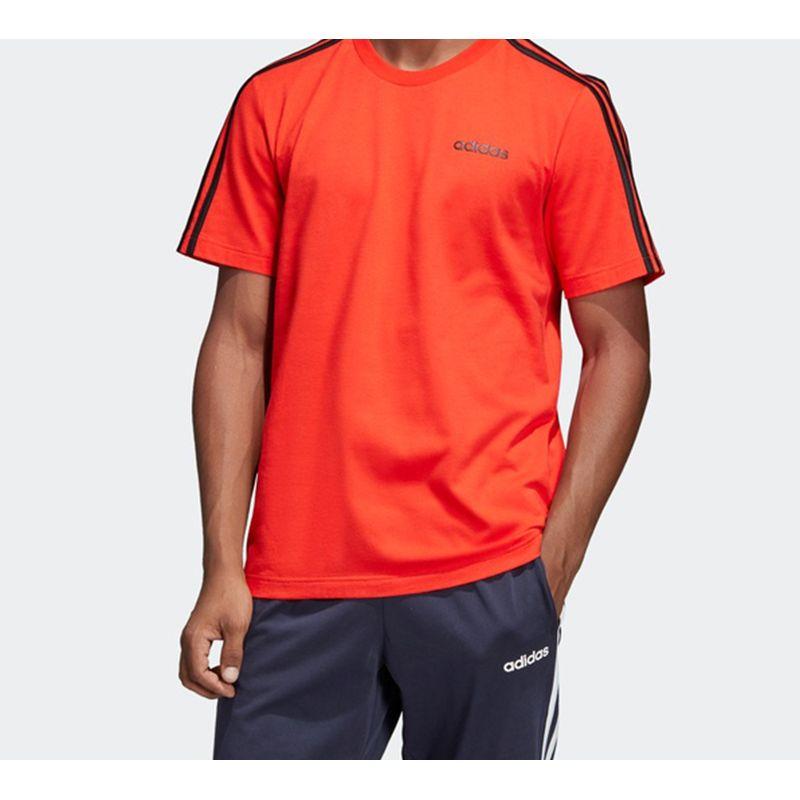 Adidas Classic 3-Stripes Training Sports Round Neck Short Sleeve T-Shirt Men Tops Red DU0444