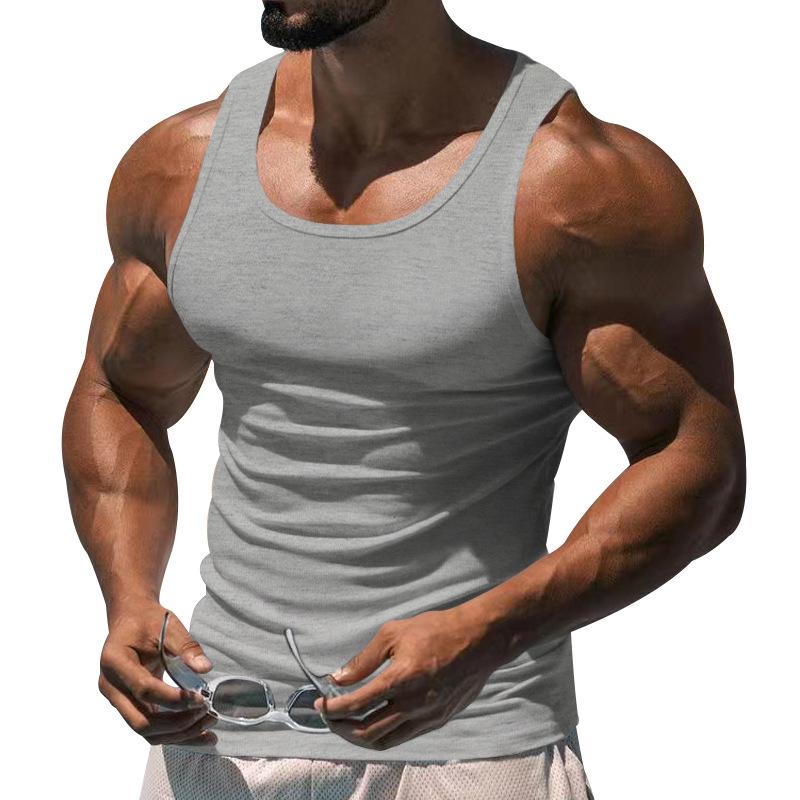 Мужская летняя майка для фитнеса и фитнеса, однотонная спортивная тонкая спортивная майка без рукавов с гоночной спиной