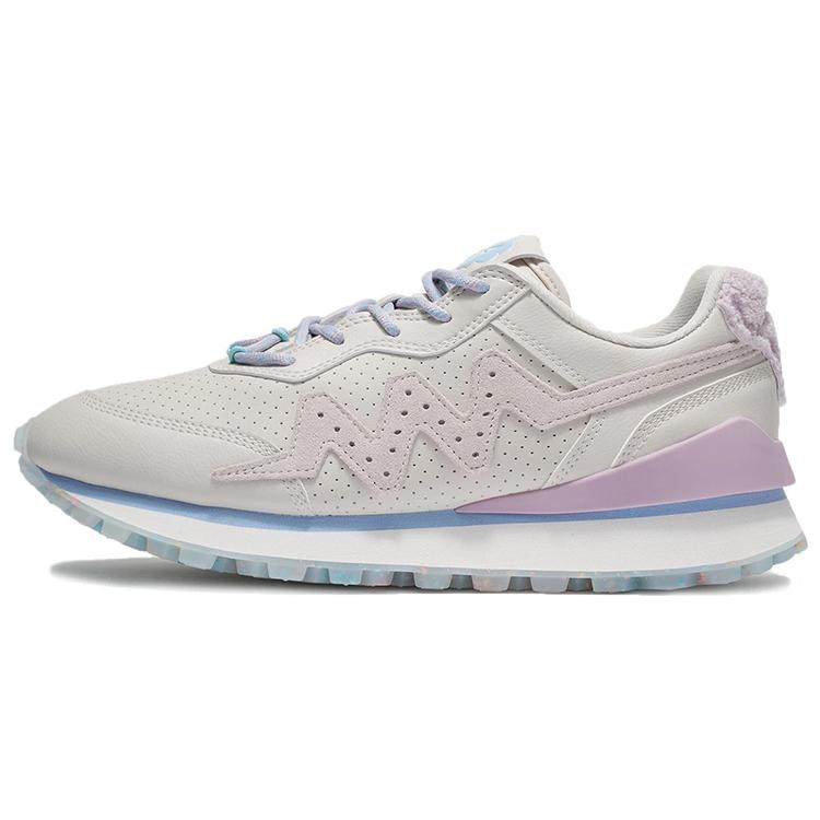 Li Ning Marshmallow Синтетическая кожа Амортизация, Износостойкие Низкие Спортивные Повседневные Кроссовки Женские Бело-серые ABCS002-2