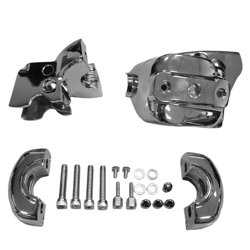 Chrome Handlebar Control Cover Kit For 96-14 Softails 96-17 Dynas 96-03 Front Clutch Handle Bar Dress-Up